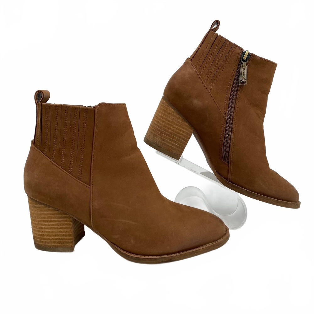 Blondo Brown Leather Heeled Ankle Boots | Women’s US7